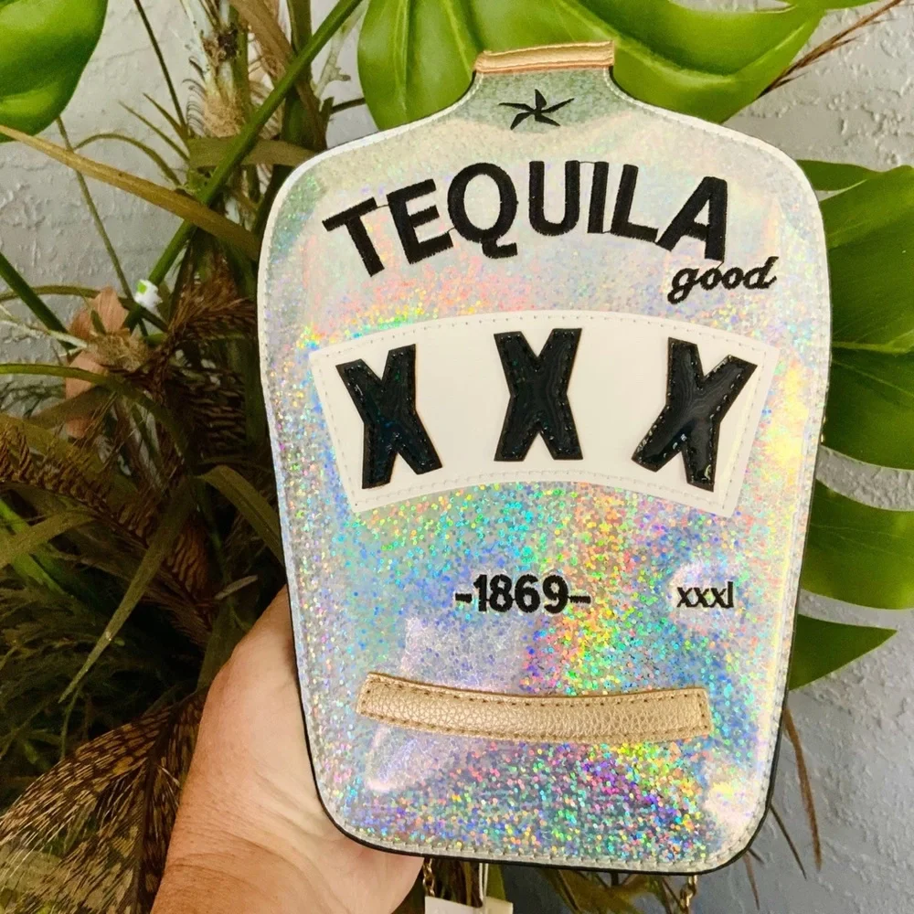 TEQUILLA Bag ❤️ BLOWOUT SALE❤️ FUN NOVELTY HANDBAG  SILVER PURSE CROSSBODY - Picture 2 of 7